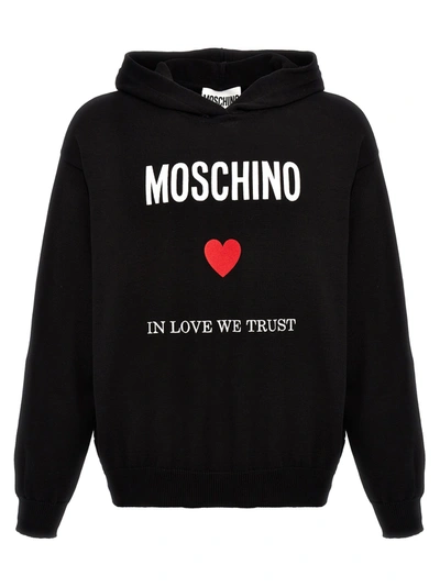 Shop Moschino In Love We Trust Sweater, Cardigans In Black