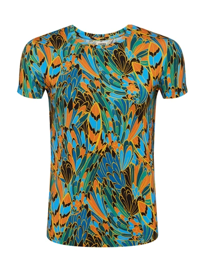 Shop L Agence Ressi Fitted Tee In Small Blue Multi Parrot Feather