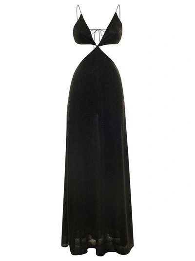 Shop Oseree 'lumiere' Black Cut-out Dress In Polyamide Woman