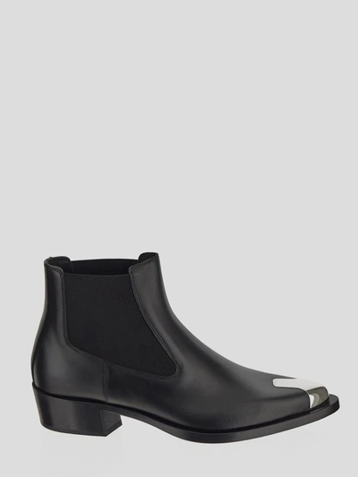 Shop Alexander Mcqueen Boot In Black/black/silver