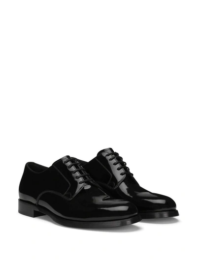 Shop Dolce & Gabbana Patent-finish Derby Shoes In Black