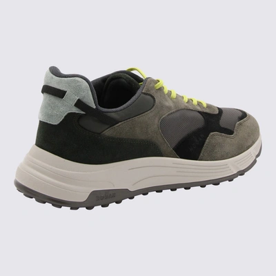 Shop Hogan Dark Green Suede Hyperlight Sneakers In Grey