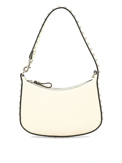Shop Valentino Garavani "mini Hobo Rockstud" Shoulder Bag In White