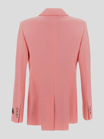 Shop Versace All-over Logo Informal Jacket In Pastel Pink