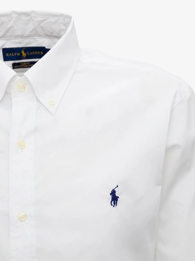 Shop Polo Ralph Lauren White Classic Collar Shirt In Cotton Poplin Man