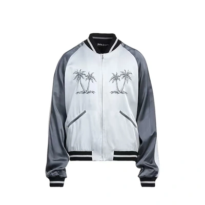 Shop Palm Angels Palms Souvenir Bomber Jacket In Gray