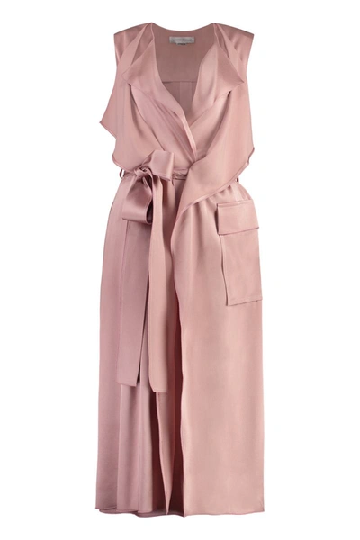 Shop Victoria Beckham Midi Dress With Belt In Pink