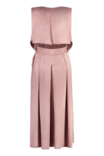 Shop Victoria Beckham Midi Dress With Belt In Pink
