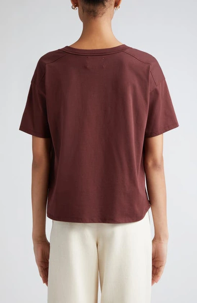 Shop Loulou Studio Faaa V-neck Cotton T-shirt In Midnight Bordeaux