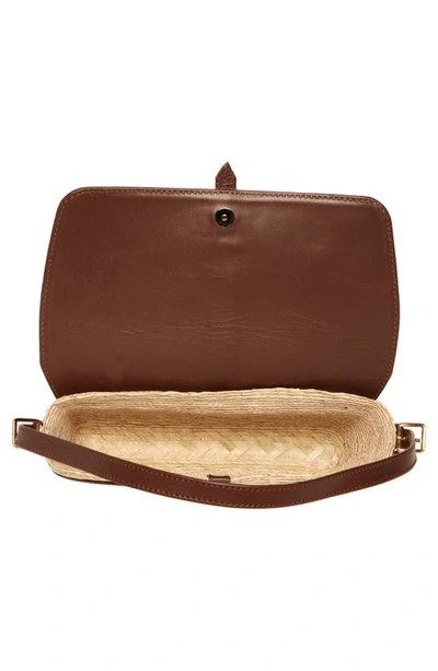 Shop Altuzarra Watermill Flap Leather & Woven Palm Shoulder Bag In Natural/ Praline