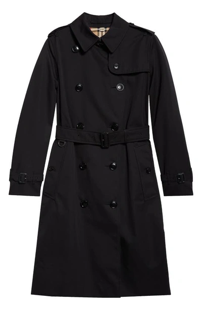 Shop Burberry Kensington Heritage Mid Length Trench Coat In Black