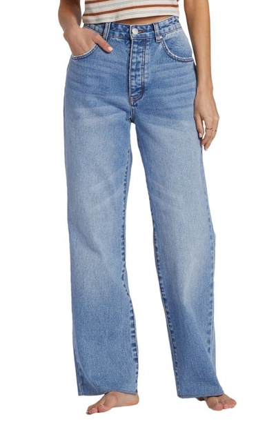 Shop Billabong Rachel Low Rise Wide Leg Jeans In Medium Indigo Fade
