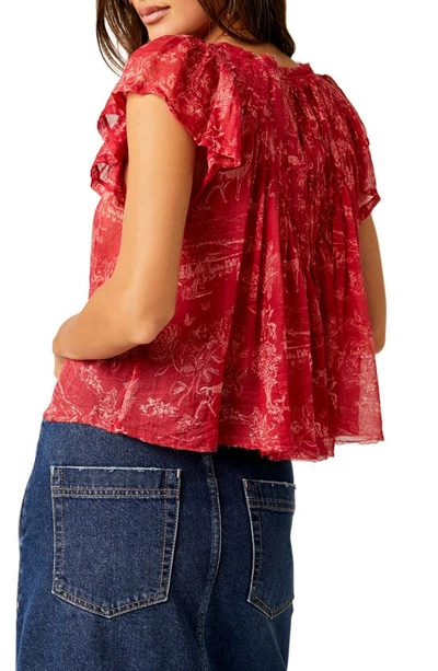 Shop Free People Padma Floral Cotton Crop Top In Raspberry Combo