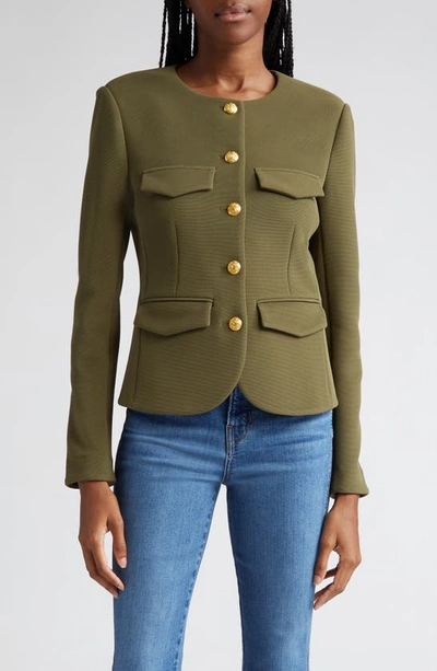Shop Veronica Beard Kensington Knit Jacket In Army