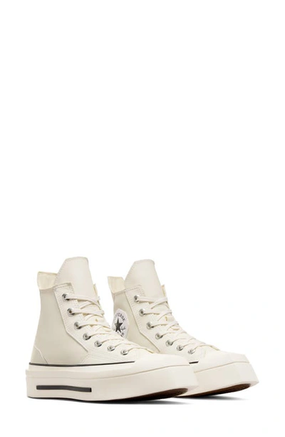 Shop Converse Gender Inclusive Chuck 70 De Luxe Square Toe Platform High Top Sneaker In Egret/ Black/ Egret