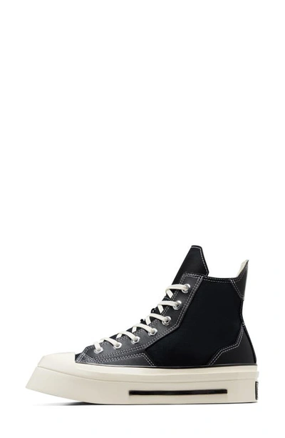 Shop Converse Gender Inclusive Chuck 70 De Luxe Square Toe Platform High Top Sneaker In Black/ Black/ Egret