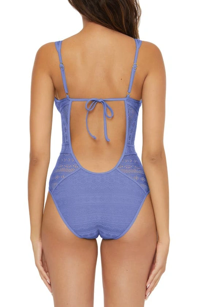Shop Becca Color Play Lace One-piece Swimsuit In Cornflower