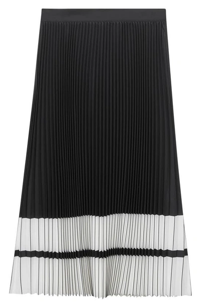 Shop Reiss Marie Colorblock Pleated Midi Skirt In Black White