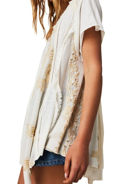 Shop Free People Palermo Floral Embroidered Tunic Top In Ecru