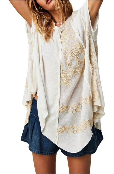 Shop Free People Palermo Floral Embroidered Tunic Top In Ecru