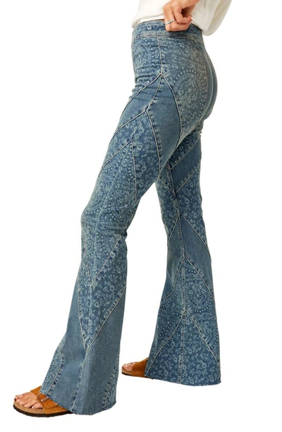 Shop Free People Mermaid Patchwork Flare Jeans In Low Tide