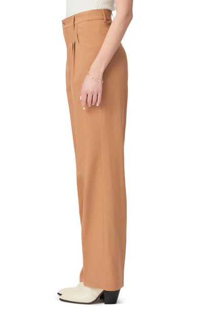 Shop Paige Merano Pleated Straight Leg Pants In Golden Tan