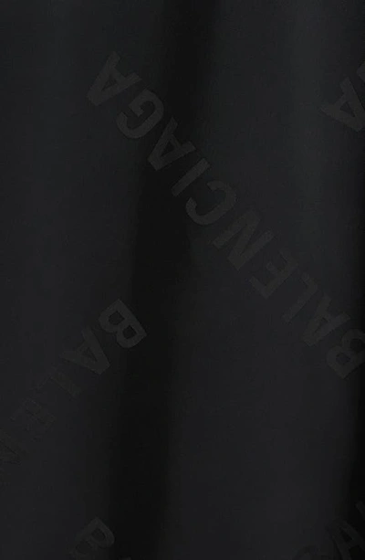 Shop Balenciaga Logo Jacquard Cocoon Long Sleeve High-low Shirtdress In Black