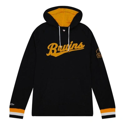 Mitchell & Ness Men's  Black Boston Bruins 100th Anniversary Legendary Raglan Pullover Hoodie In Black