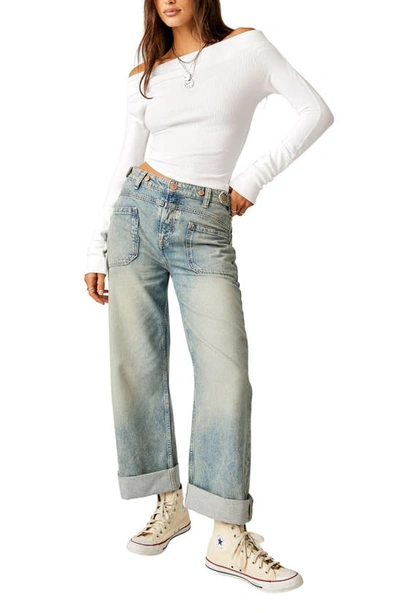 Shop Free People Palmer Cuffed Baggy Jeans In La La Land