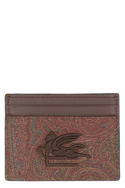 Shop Etro Coated Canvas Card Holder In Brown