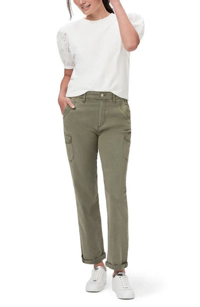 Shop Paige Drew Relaxed Straight Leg Cargo Pants In Vintage Ivy Green