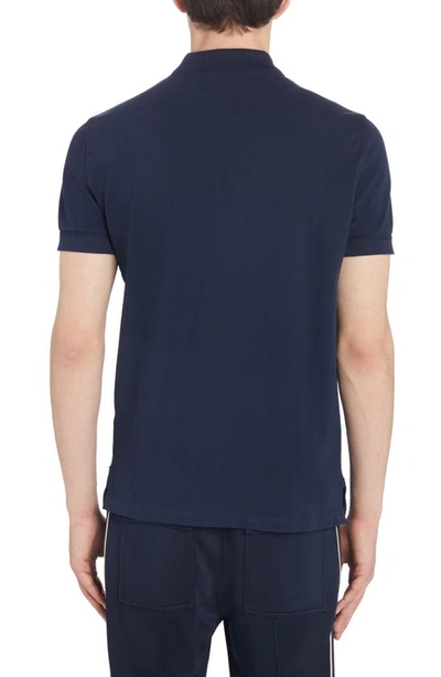 Tom Ford Blue Polo T-shirt With Embroidered Tone On Tone Logo In Cotton Man In Ink