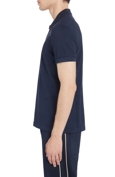 Tom Ford Blue Polo T-shirt With Embroidered Tone On Tone Logo In Cotton Man In Ink
