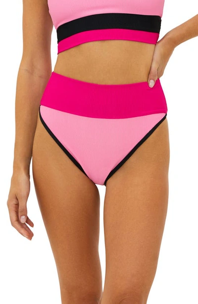 Shop Beach Riot Emmy High Waist Bikini Bottoms In Amour Colorblock