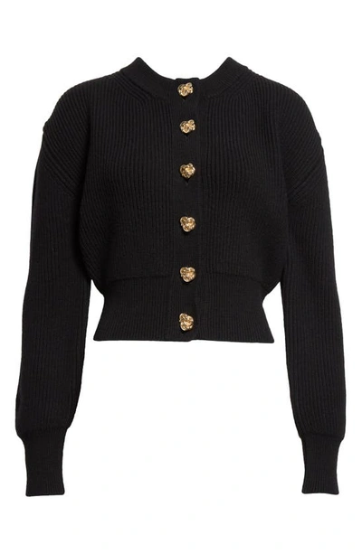 Shop Alexander Mcqueen Cocoon Sleeve Wool & Cashmere Rib Cardigan In Black