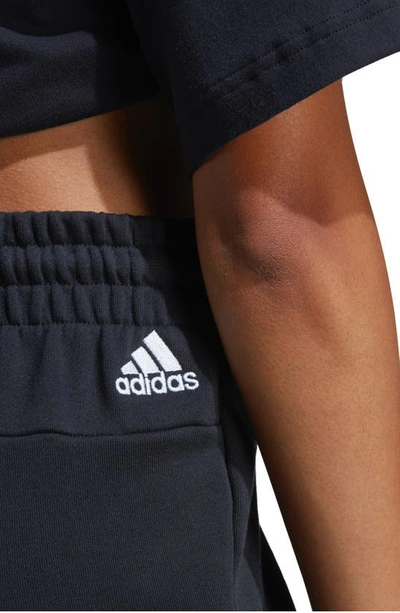 Shop Adidas Originals Logo French Terry Shorts In Black/ White
