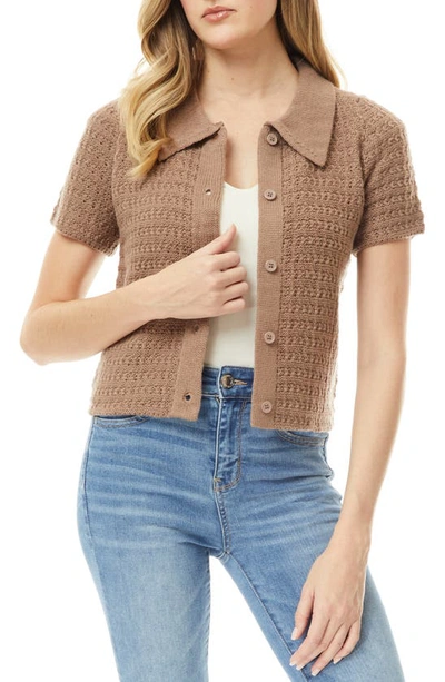 Shop By Design Ethel Short Sleeve Cardigan In Warm Taupe