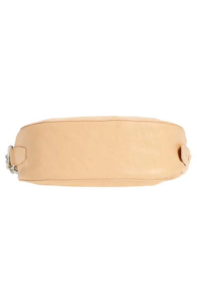 Shop Burberry Small Knight Asymmetric Crinkle Leather Shoulder Bag In Beige