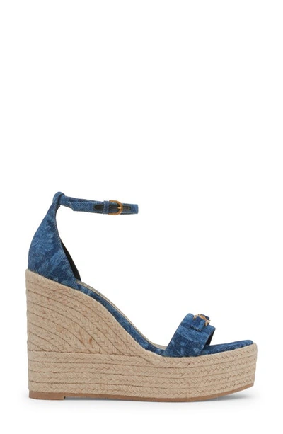 Shop Versace Medusa '95 Espadrille Platform Wedge Sandal In Blue