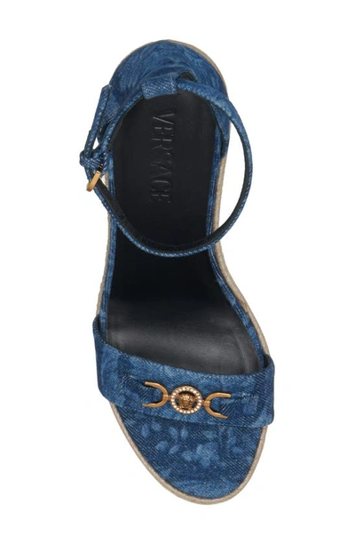 Shop Versace Medusa '95 Espadrille Platform Wedge Sandal In Blue