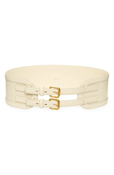 Shop Zimmermann Double Buckle Leather Belt In Macadamia