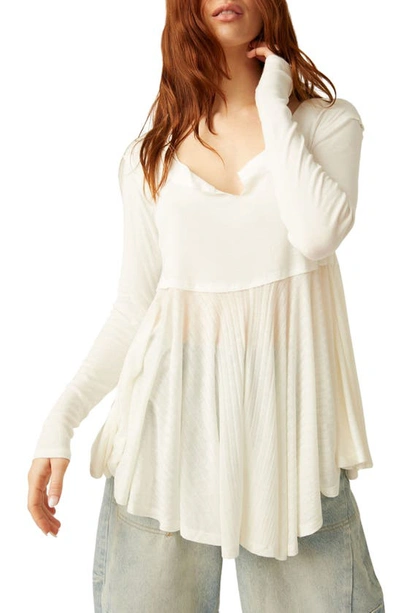 Shop Free People Clover Long Sleeve Babydoll Dress In Ivory
