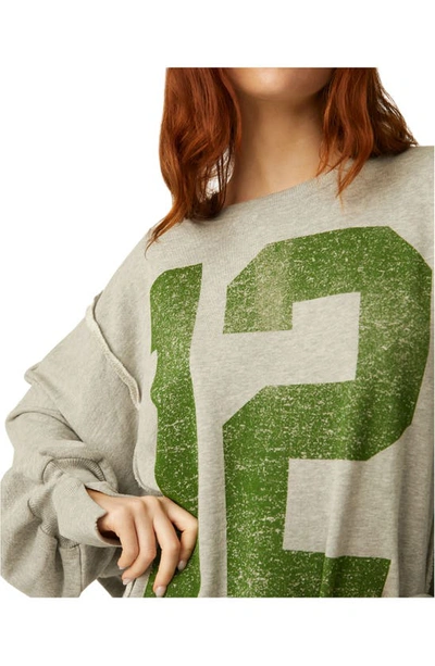 Shop Free People Camden Oversize Cotton Blend Graphic Sweatshirt In Heather Grey