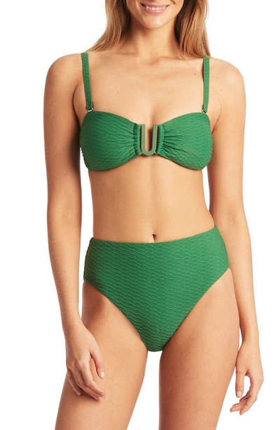 Shop Sea Level Retro High Waist Bikini Bottoms In Green