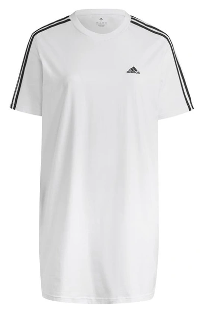 Shop Adidas Originals 3-stripes Short Sleeve T-shirt Dress In White/ Black