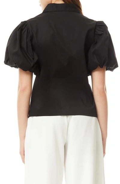Shop By Design Abigail Puff Sleeve Button-up Top In Black