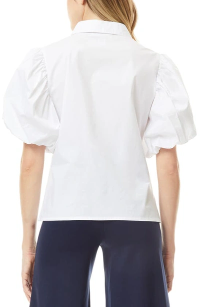 By Design Abigail Puff Sleeve Button-up Top In White