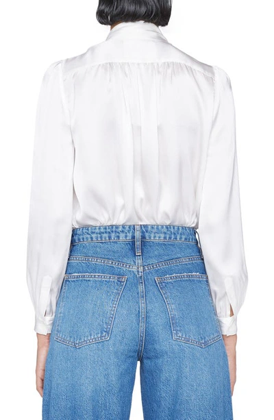 Frame Tie Neck Silk Blouse In Off White