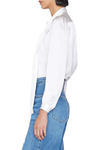 Frame Tie Neck Silk Blouse In Off White