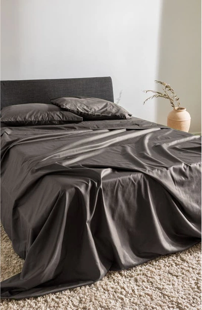 Shop Sijo 400 Thread Count Organic Cotton Percale Sheet Set In Storm